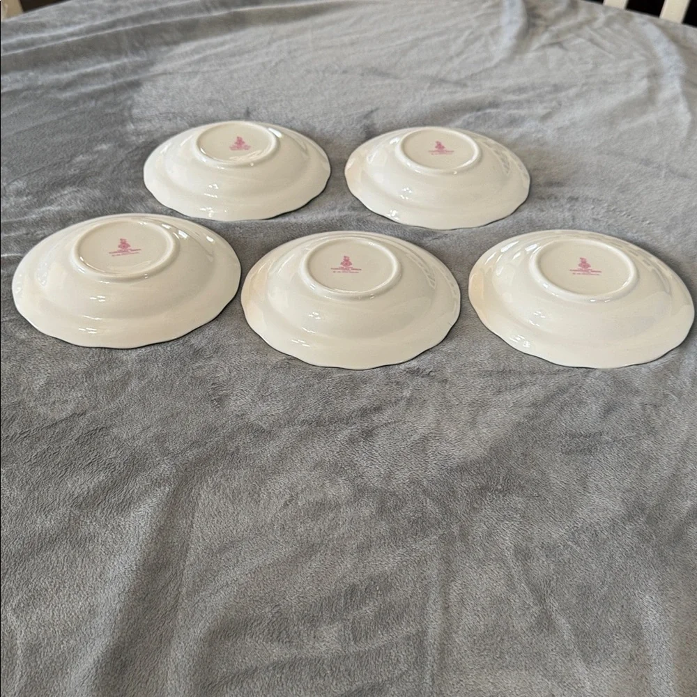 Royal Doulton Floradora Green 1981 Tea Cup Saucer Set of 5 Fine China‎ Vintage